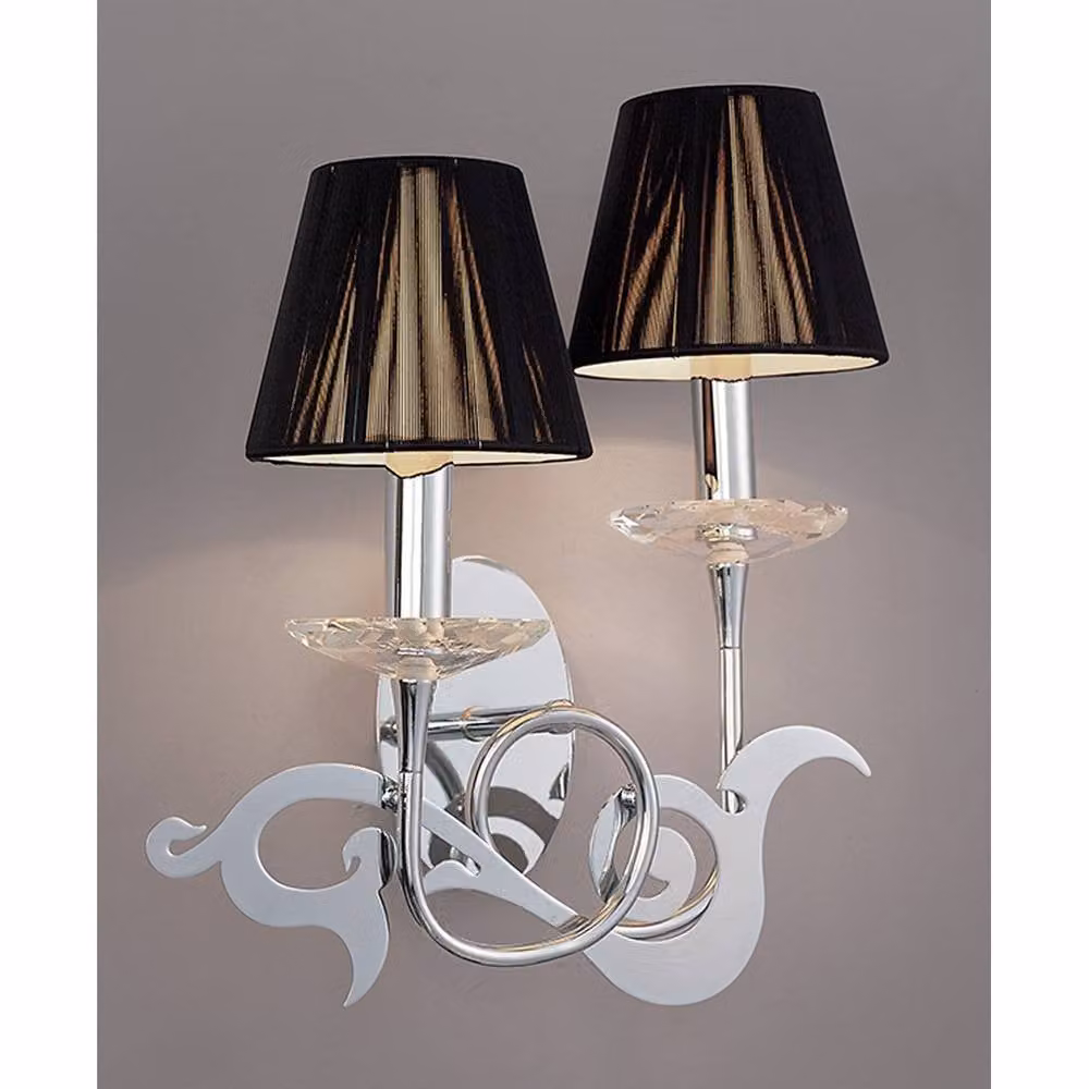 Netlighting Acanto 2-Light Switched Wall Lamp with E14 Sockets in Chrome and Black – 2