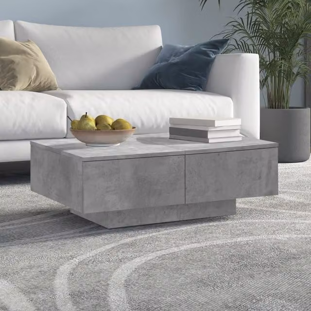 Berkfield Home Modern Rectangular Coffee Table in Concrete Grey, W/D/H: 90 x 60 x 31 cm