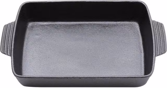 Kelvenix Rectangular Pre-Seasoned Cast Iron Braiser and Roasting Pot in Black – 1