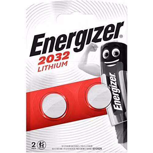 Energizer Lithium CR2032 Button Cell Battery in Silver and Multicolour