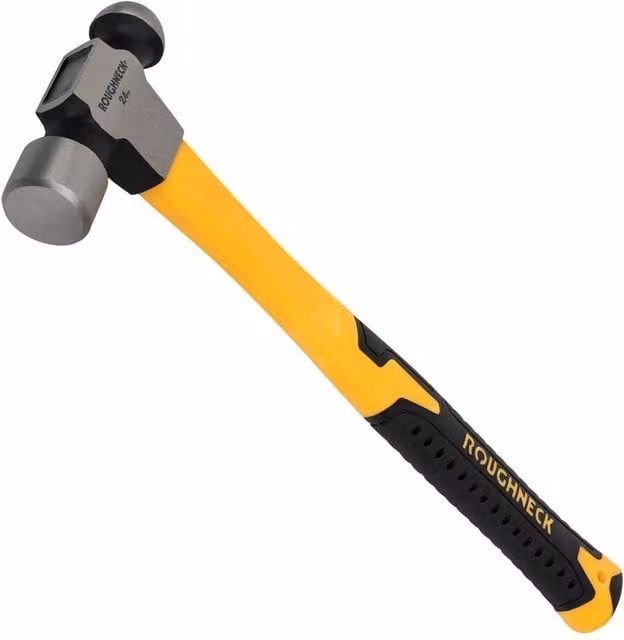 Roughneck Ball Pein Hammer with Forged Steel Head and Yellow Fibreglass Shaft