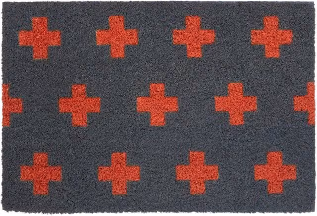 Maison by Premier Red and Grey Graphic Coir and PVC Non-Slip Rectangular Doormat