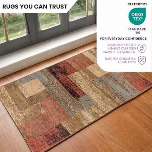 Livabliss Licourt Abstract Modern Rug in Red, Brown, Grey and Multicolour, W: 60 cm, D: 100 cm – 9
