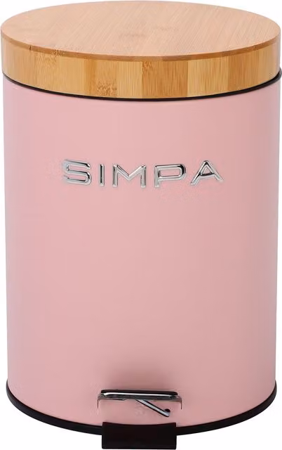 Simpa 5L Soft-Closing Pedal Dustbin with Bamboo Lid in Pink – 1