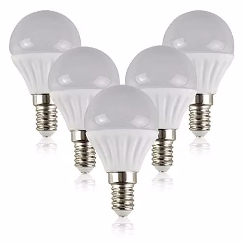 MiniSun Pack of 5 LED E14 Golfball Light Bulbs, 4W, 3000K Warm White