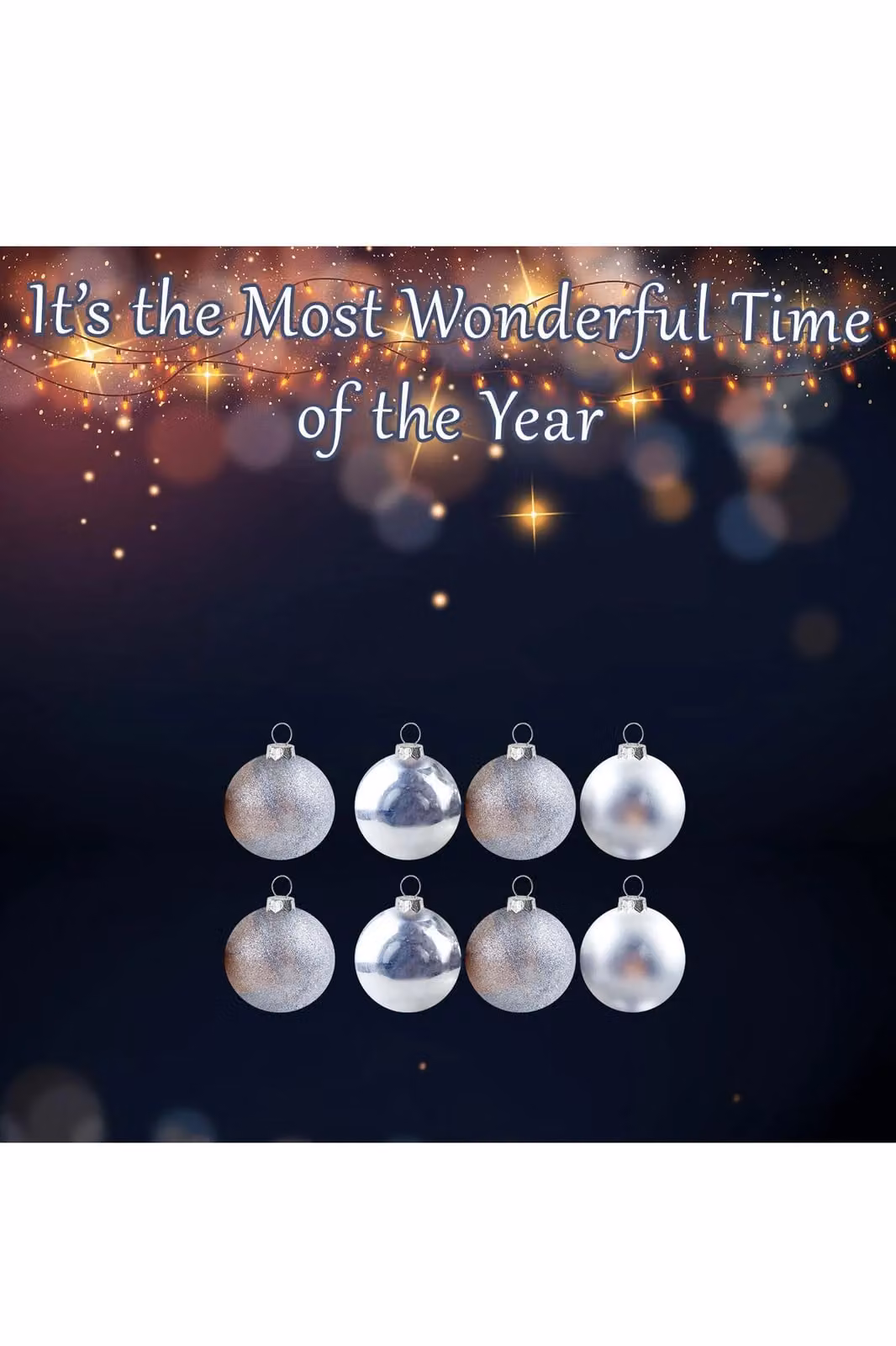 VFM e-Store Silver Round Christmas Bauble Hanging Tree Ornaments, Pack of 8, 5cm – 2