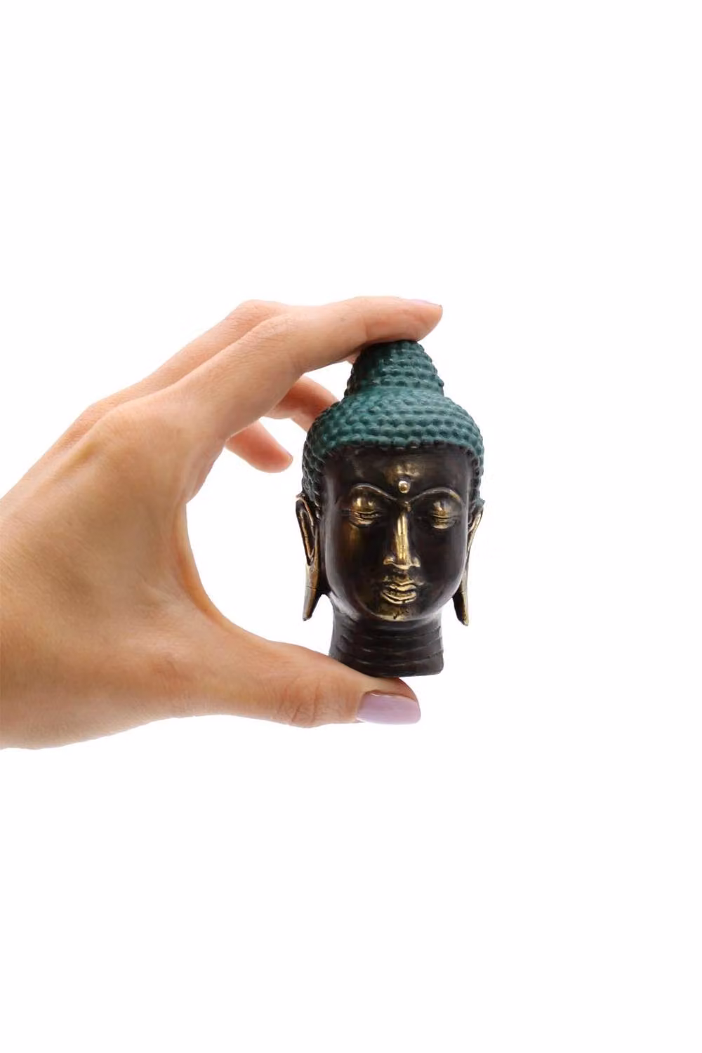 KDMD Antique Brass Buddha Head Decorative Metal Ornament in Bronze and Gold – 2