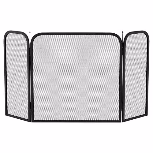 Vida Designs Roxby 3 Panel Square Steel Fire Guard, Black – 2