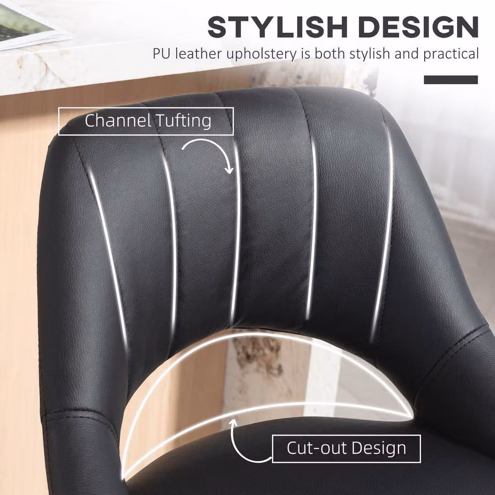 STILVORA Set of 2 Swivel Bar Stools in Black Faux Leather – 8