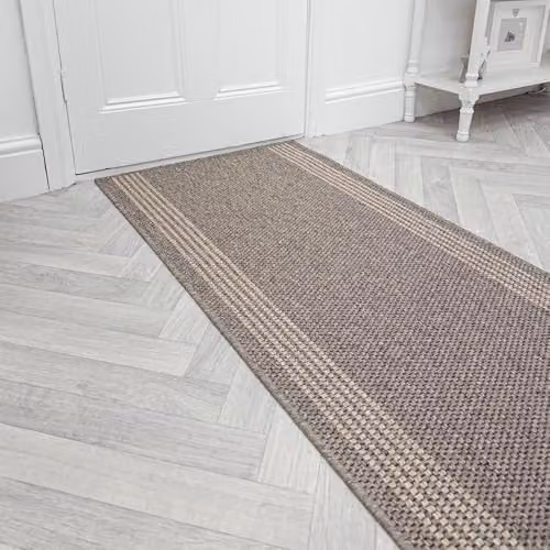 runrug Machine Woven Hallway Runner Rug in Beige and Brown, W/D/H: 66 x 180 x 0.5 cm – 1