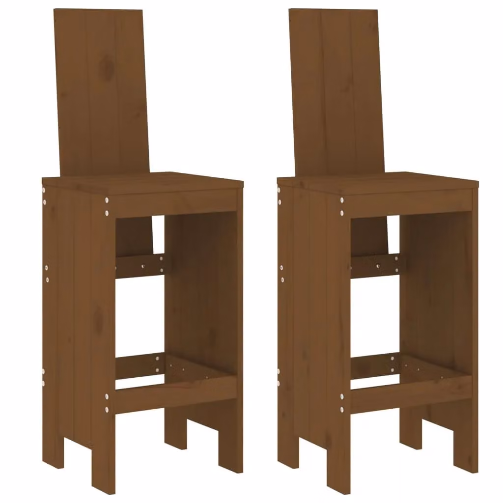 Berkfield Home Set of 2 Rustic Solid Pine Bar Stools, Honey Brown, W/D/H: 40 x 42 x 120 cm – 2