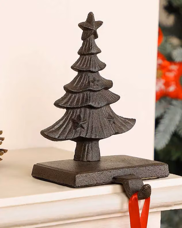 Dibor Pack of 3 Brown Metal Christmas Stocking Holders with Star Decoration – 3