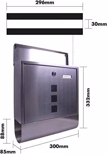 St Helens Home & Garden Wall Mounted Lockable Letterbox, Silver, H 33.5 cm x W 30.5 cm x D 9.6 cm – 4
