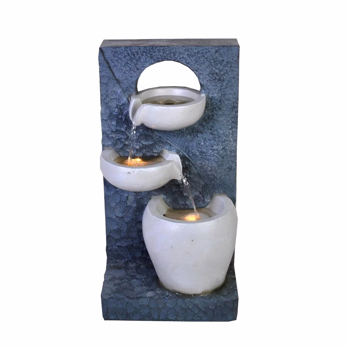 Primrose Solar Cascade Water Feature Pouring Bowl in Grey, Diameter: 48 cm – 6