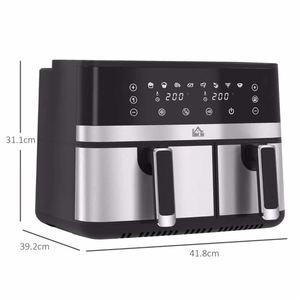 Rolipo 8.5L Dual Basket Air Fryer in Black Stainless Steel – 3