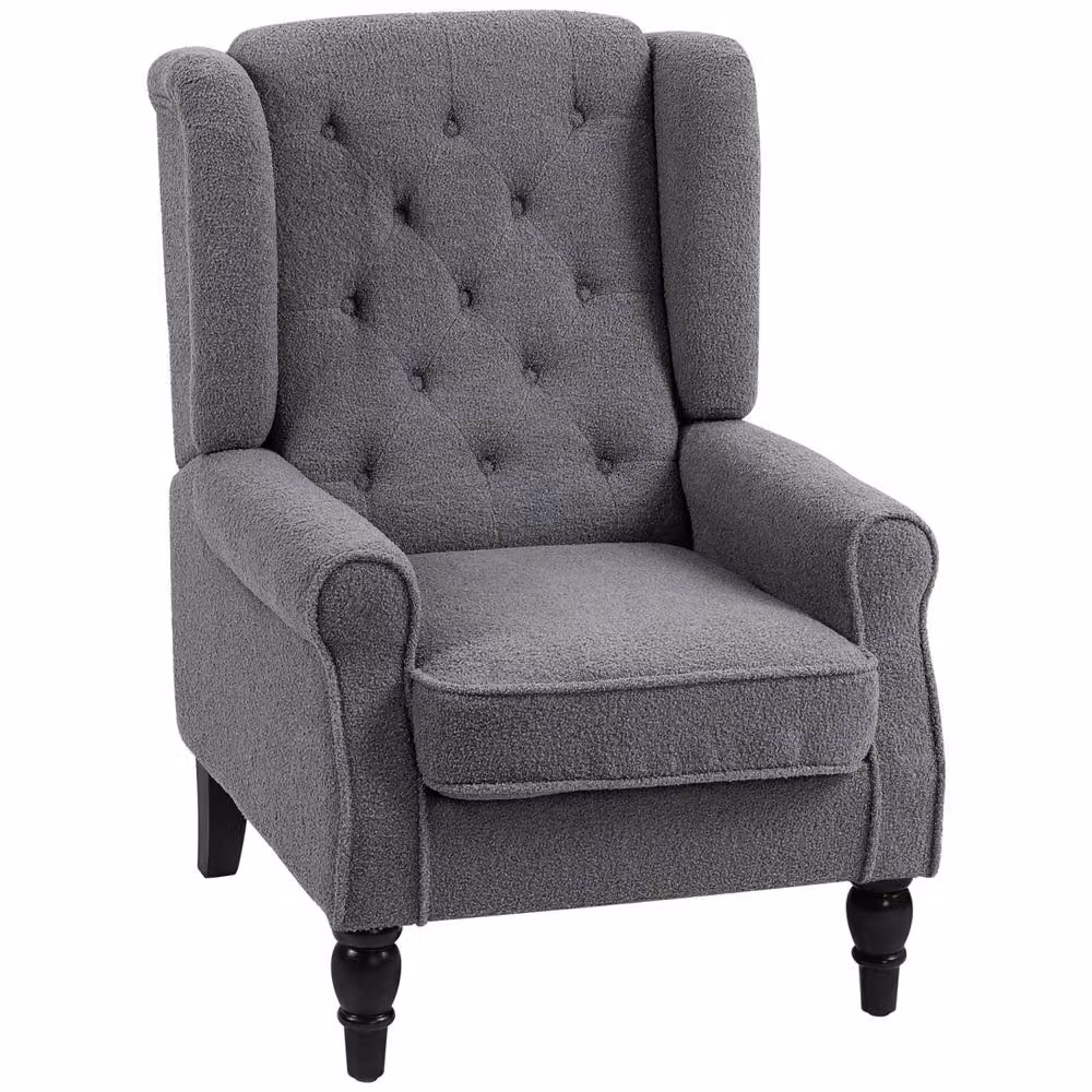 Wyld Haus Retro Wingback Accent Armchair in Anthracite Grey Fabric, W/D/H: 74.0 x 102.0 x 86.0 cm – 2