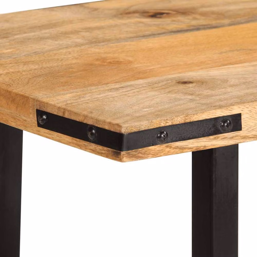 Berkfield Home Industrial Mango Wood Console Table in Brown, W/D/H: 140 x 35 x 70 cm – 3