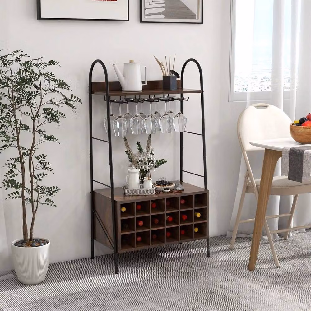KORVIXA Industrial Freestanding Detachable Wine Bar Storage in Black, W/D/H: 100 x 15 x 114 cm – 2