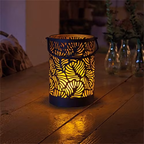 Luxform Lighting Vogue Solar LED Metal Hanging or Table Lantern, Diameter: 22 cm