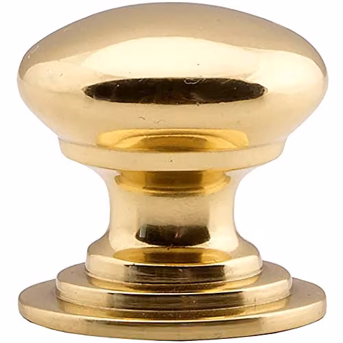 Loops Victorian Round Cupboard Door Knob in Polished Brass, 38mm Diameter – 1