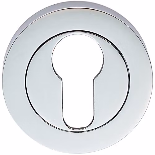 Loops 50mm Euro Profile Round Escutcheon in Polished Chrome with Concealed Fix, Depth: 10mm
