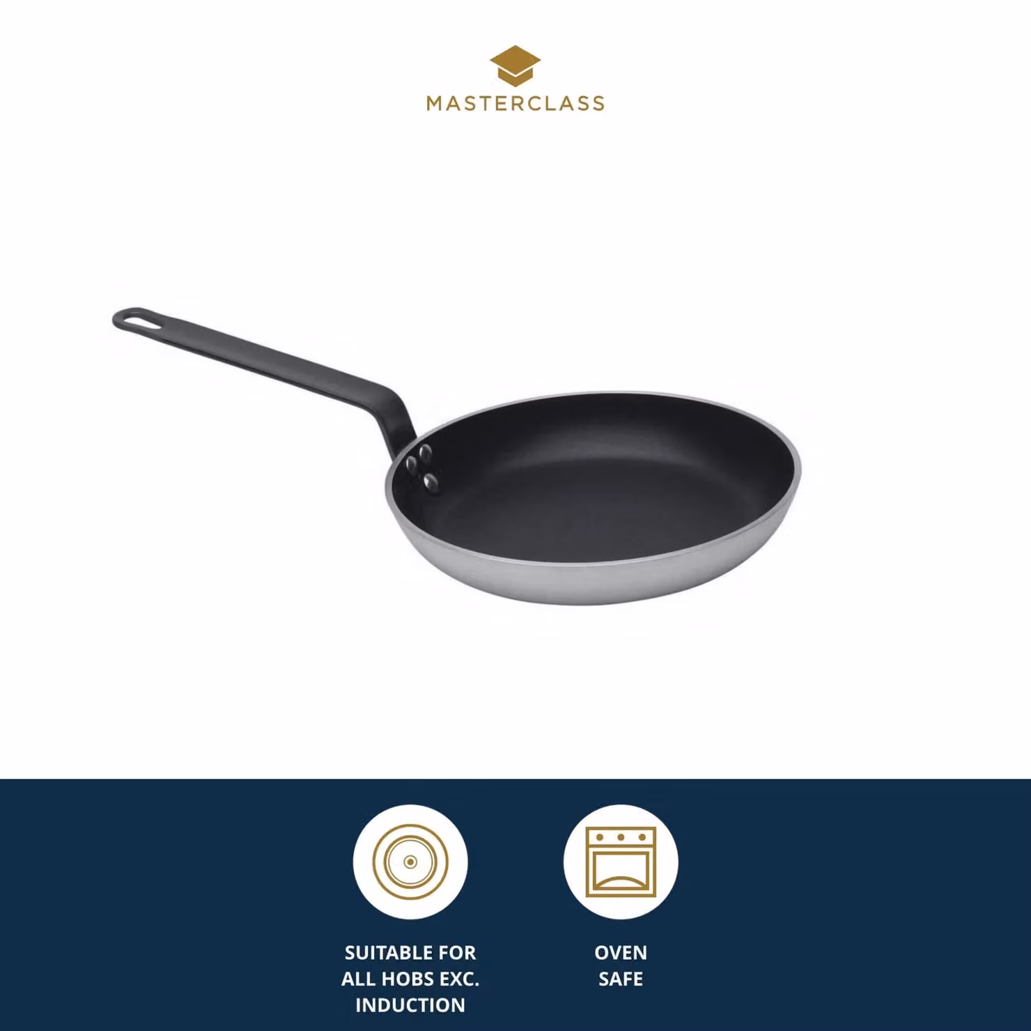 MasterClass Heavy Duty Non-Stick Aluminium Frying Pan, 24cm, Grey or Black – 4