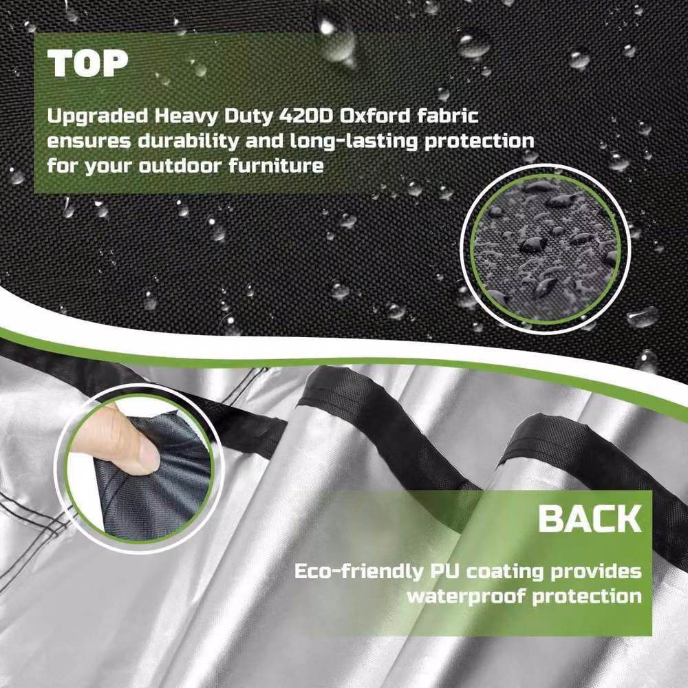 Gartistgo Waterproof Garden Furniture Cover in Black Oxford Fabric, W: 250 cm x D: 200 cm – 3