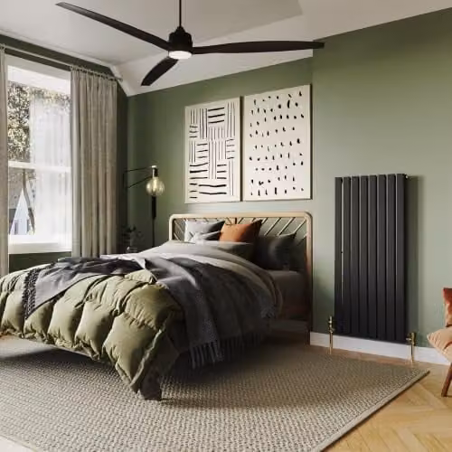 UK Radiators Typhoon Black Vertical Designer Radiator, W: 54.4 cm, H: 120 cm – 3