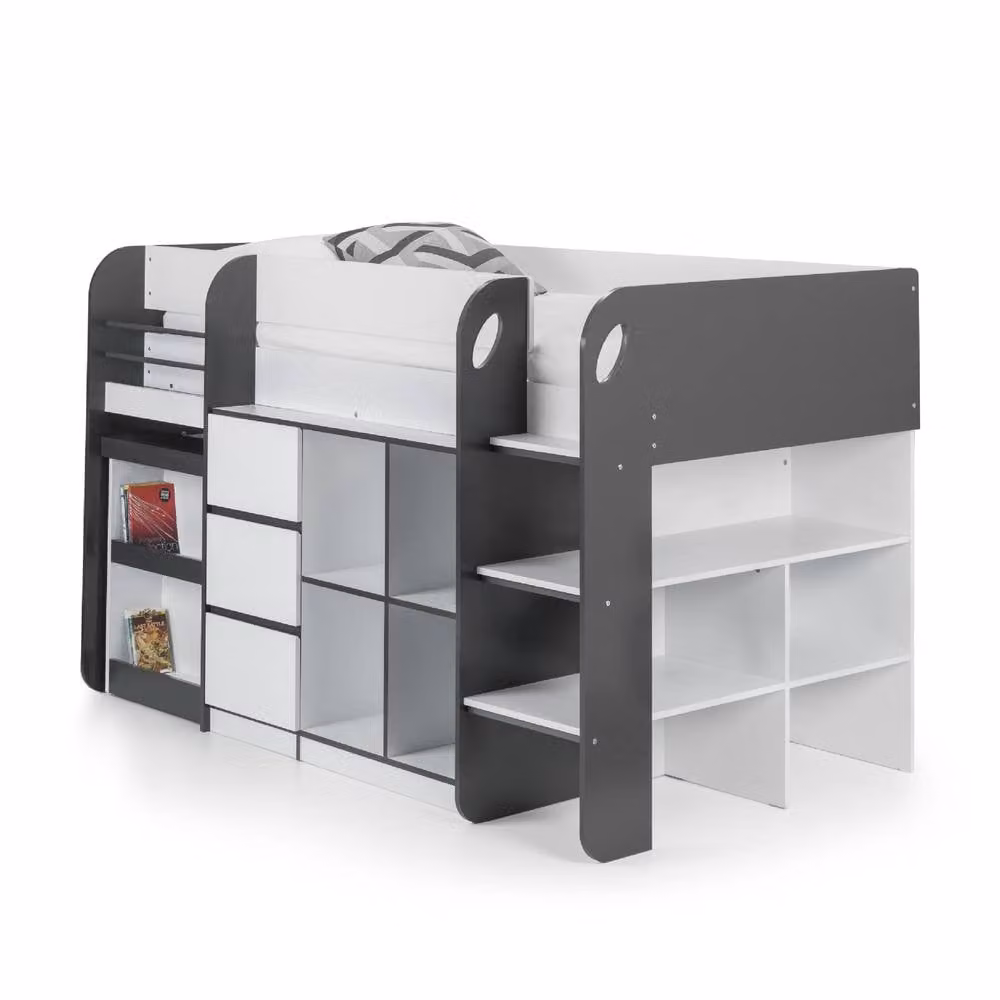 Cheshire Seaside Midsleeper Single Bed with Stairs and Drawers, Multicolour, W/D/H: 90 x 190 cm – 1
