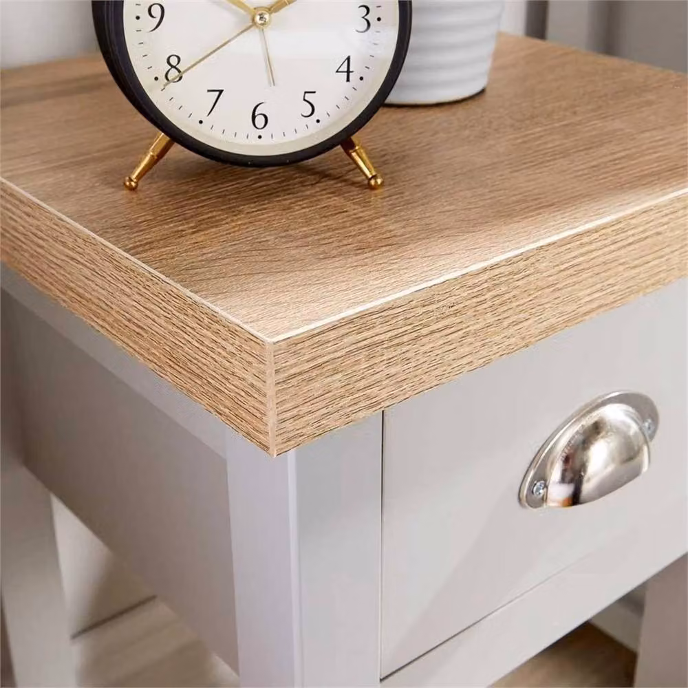 Nordara Grey Bedside Table Nightstand Unit with Oak Effect Top Drawer – 2