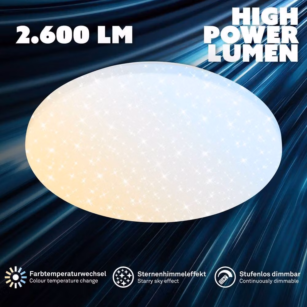 Briloner White LED Starry Sky Ceiling Light with CCT Colour Changing and Remote Control, Diameter: 34 cm – 2