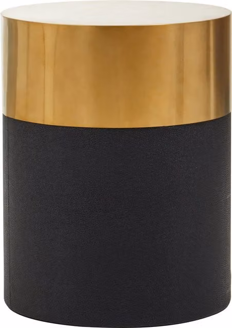 Fifty Five South Orsina Round Shagreen Effect Stool in Black and Gold – 1