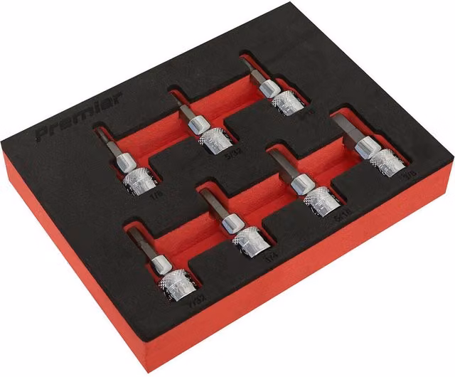 Loops 7 Pack Imperial Male Hex Bit Set, 3/8 inch Square Drive, S2 Steel, Silver – 1