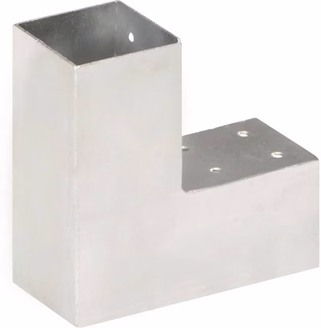 Berkfield Home L-Shape Galvanised Metal Post Connector in Silver