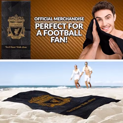 Liverpool F.C. Black Cotton Quick Dry Towel, W: 137 cm, H: 69 cm – 2
