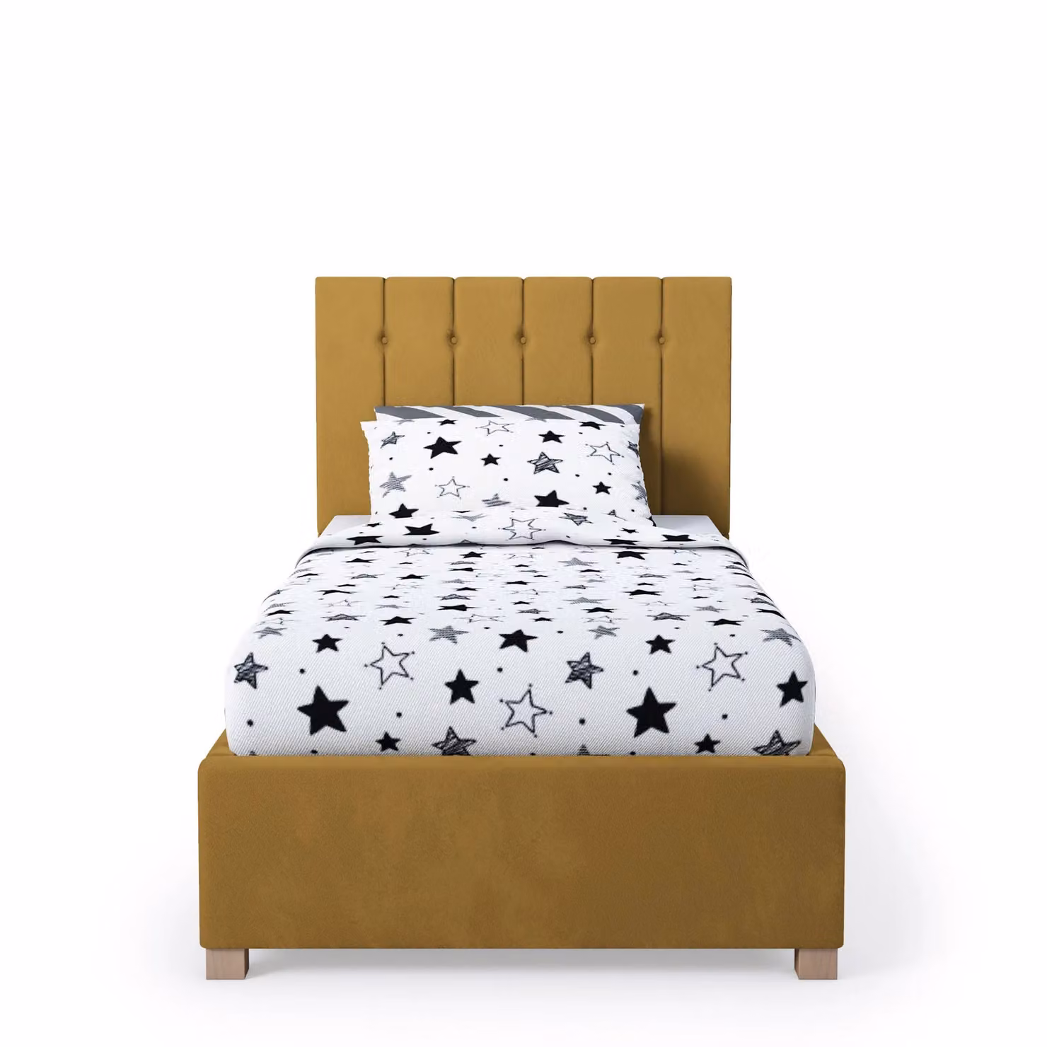 Rest Relax Olivia Upholstered Fabric Ottoman Single Bed in Yellow, W/D/H: 90 x 190 cm – 2