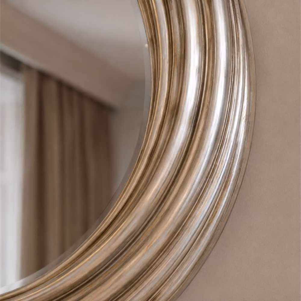 Yearn Mirrors Large Round Modern Wall Mirror in Metallic Silver, Diameter: 84 cm – 2