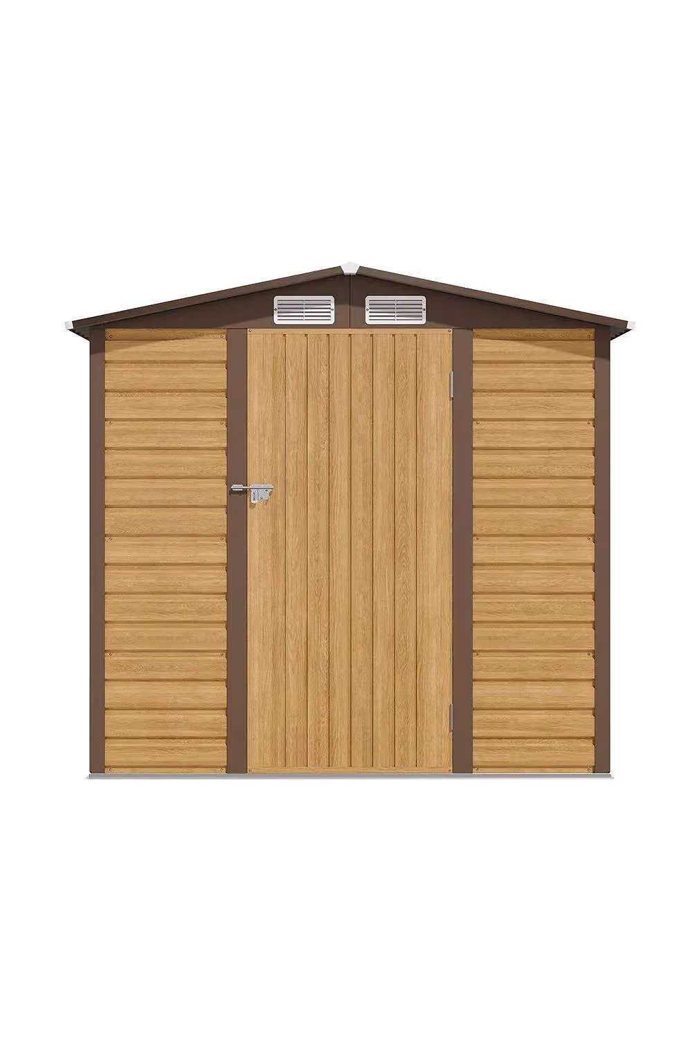 Garden Sanctuary Lockable Gable Outdoor Storage Shed in Tan Galvanised Metal W/D/H: 186.8 x 123.0 x 183.0 cm – 2