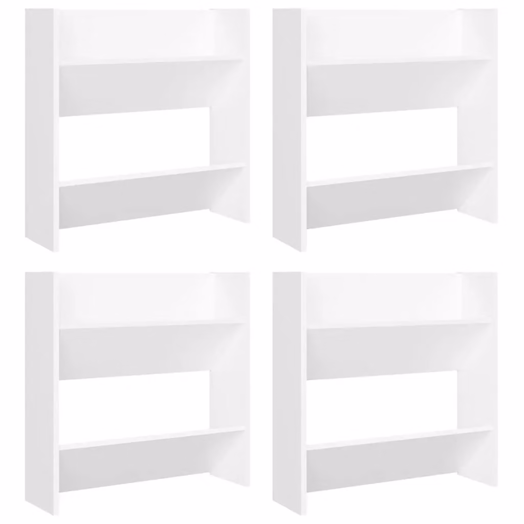 Berkfield Home Set of 4 White Wall Mounted Shoe Cabinets with Tilting Compartments, W/D/H: 60 x 18 x 60 cm