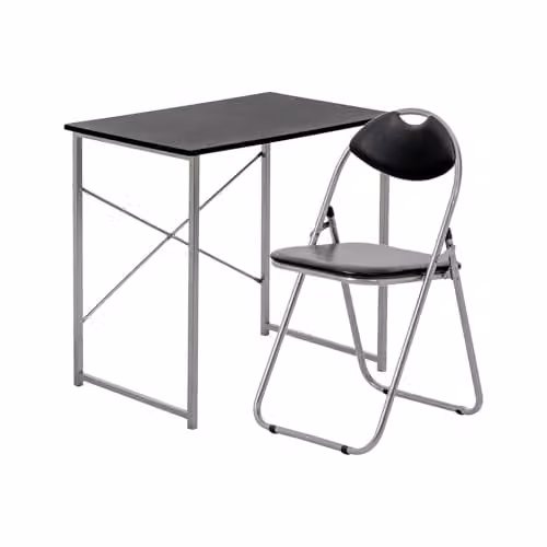 Harbour Housewares Minimalist Industrial Office Desk and Chair Set in Black