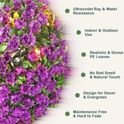 MantraRaj Solar Powered 20 LED Flower Topiary Ball Garden Decoration, Purple, Diameter: 28 cm – 2