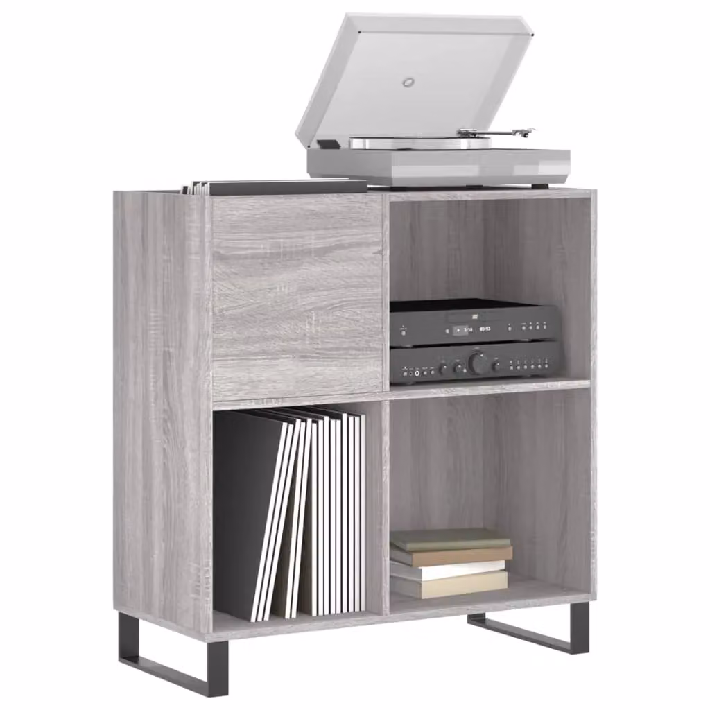 Berkfield Home Record Cabinet in Grey Sonoma, W: 84.5 cm, D: 38 cm, H: 89 cm – 3