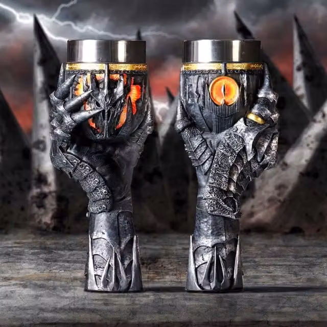 Nemesis Now Lord of the Rings Sauron Goblet in Black and Silver Resin, Height: 22.5 cm