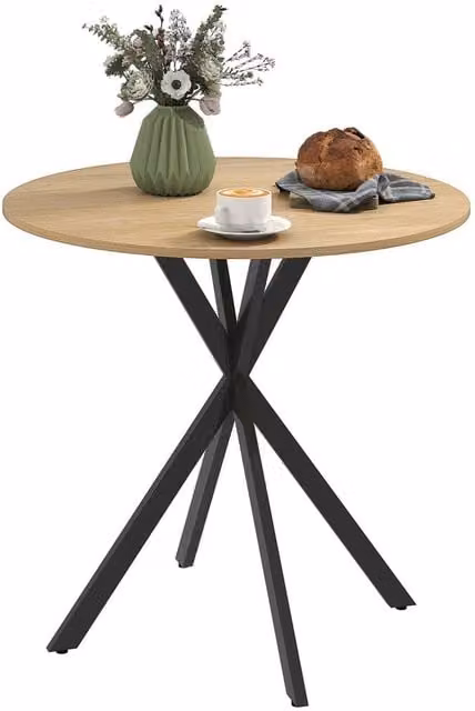 SPETLEK Industrial Round Dining Table in Brown and Black, Diameter: 80 cm, Height: 75 cm – 1