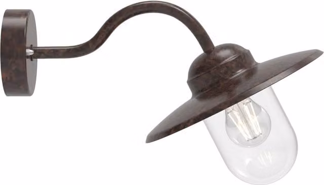 Nordlux Luxe Brown Metal and Glass Outdoor Wall Light with E27 Socket and IP54 Rating
