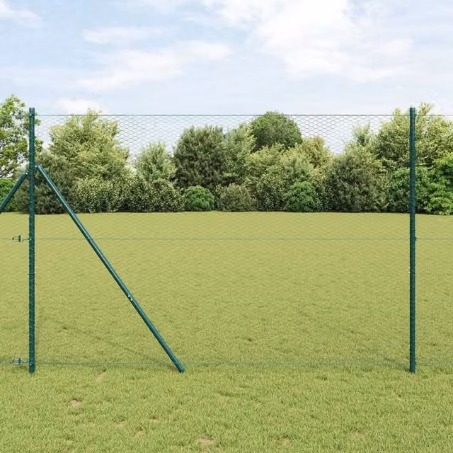 Berkfield Home Grey PVC-Coated Steel Hexagonal Fence, 1.6 m x 50 m