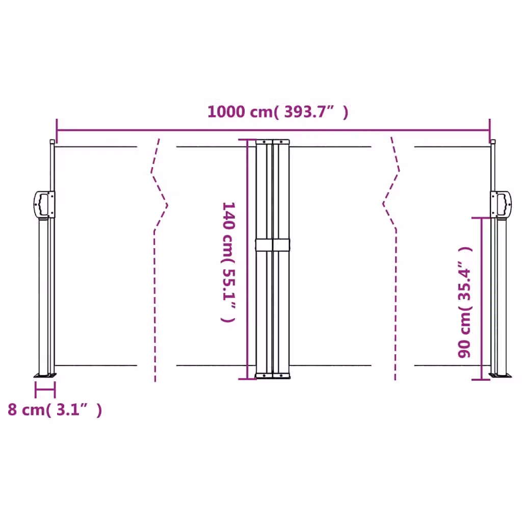 Berkfield Home Retractable Single Side Awning in Anthracite, W/H: 140 x 1000 cm – 5