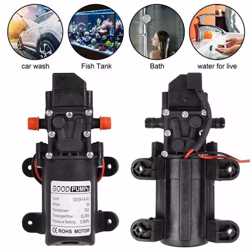 FLAVORA 12V High Pressure Water Pump for Camper and Motorhome, 70W, 6L/Min, Black – 7