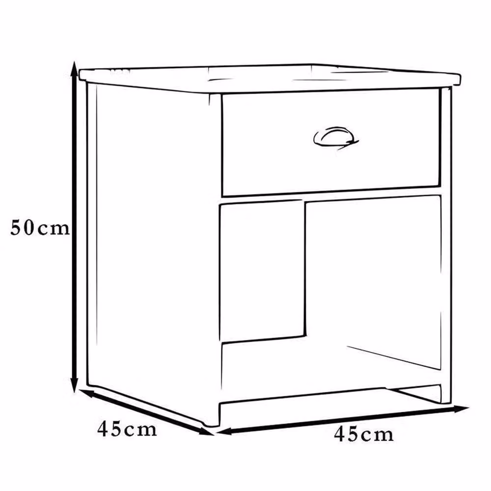Nordara Oak Bedside Table with Deep Drawer and Wood Shelf in Grey – 2