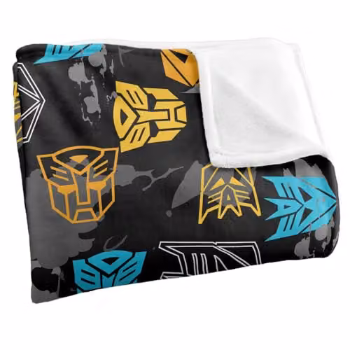 Hasbro Transformers Decepticon Pattern Super Soft Fleece Throw Blanket, W/D/H: 152 x 127 cm, White/Multicolour – 2